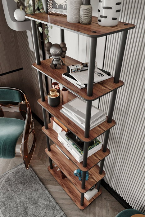 Hanah Home Bookcase 6 Rect - Walnut